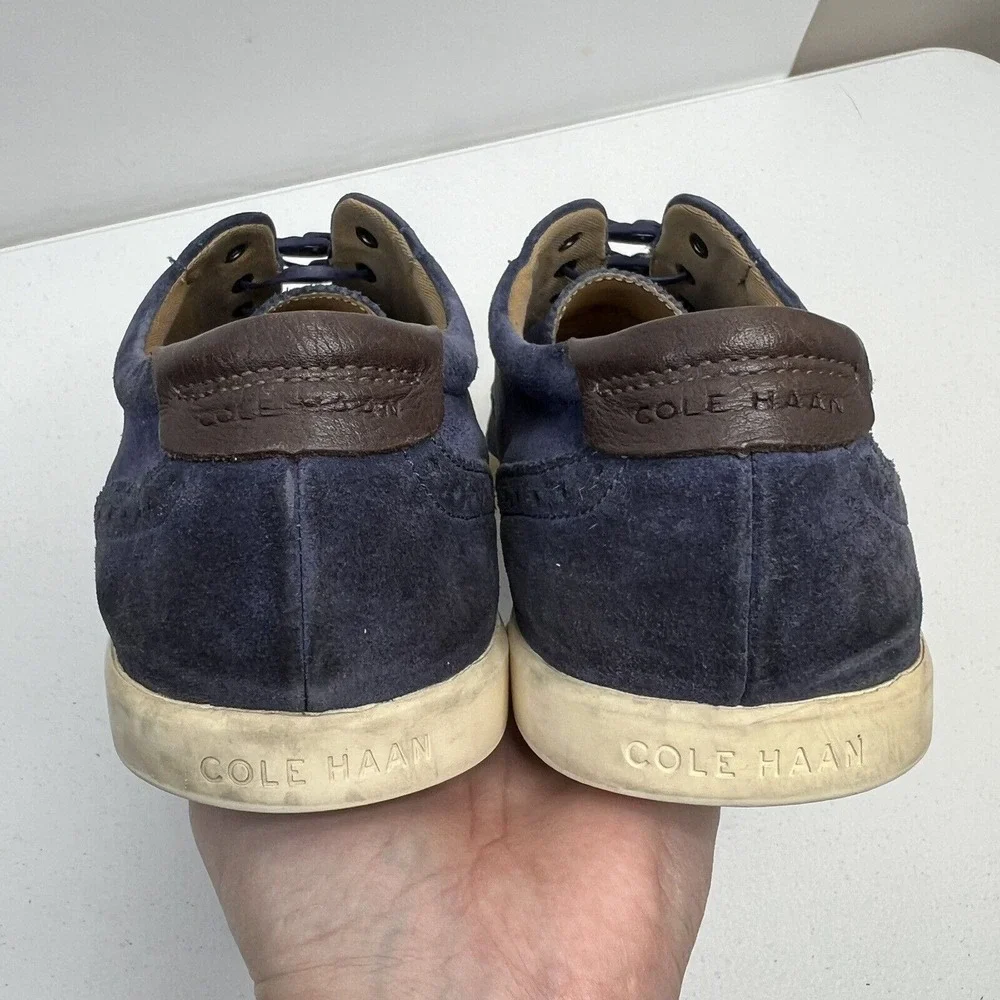 Cole Haan 11 M Navy Blue Suede Joshua Wingtip Oxford Sneaker Brogue Casual Shoes